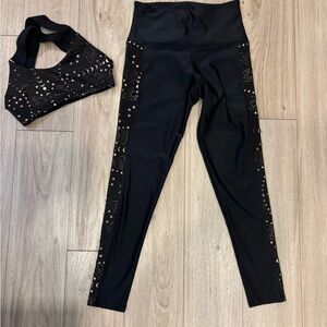 FULL SET! Onezie Women S/M High Rise Layered-Side Leggings/Moon & Star Cutouts
